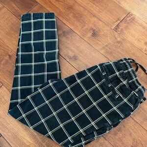 Topman plaid black pants with drawstring and elastic waist, 32 waist